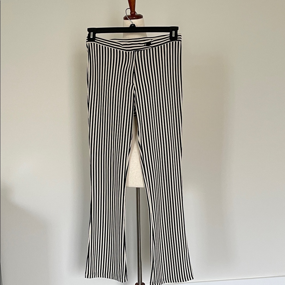Black and White Vintage Striped Boot Cut Pants